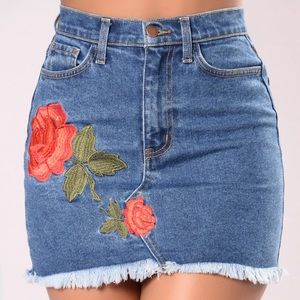 Fashion Nova Denim Blue Rose Skirt